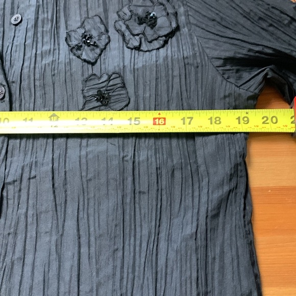 Tango Mango Deep Black, Long Sleeve Party Blouse w Ruffles and Embellishments - Picture 13 of 15